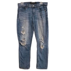 Express Mia Women's SZ 8 Cropped Jean Leggings 26.5" Inseam Light Wash Distresse